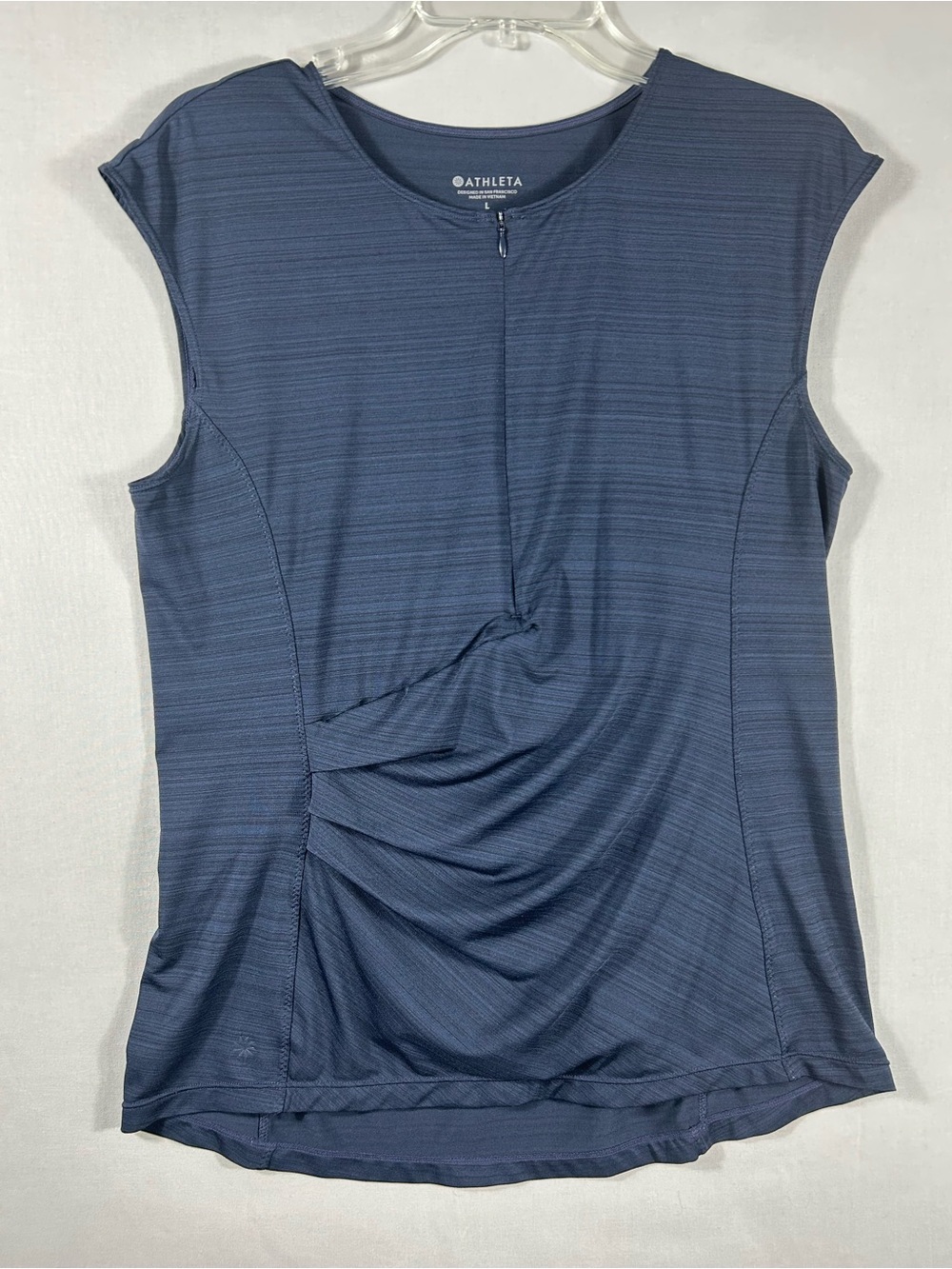 Athleta Navy Blue Ruched Front Cap-Sleeve Tank